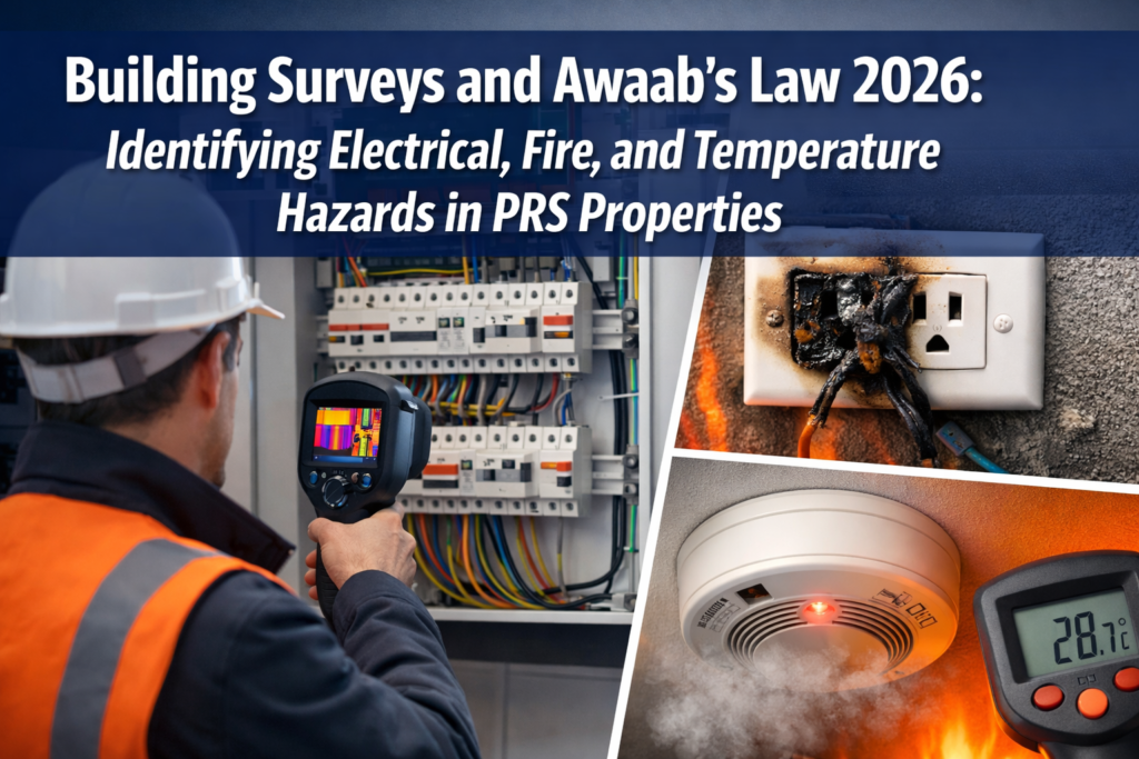 Building Surveys and Awaab's Law 2026 Extensions: Identifying Electrical, Fire, and Temperature Hazards in PRS Properties