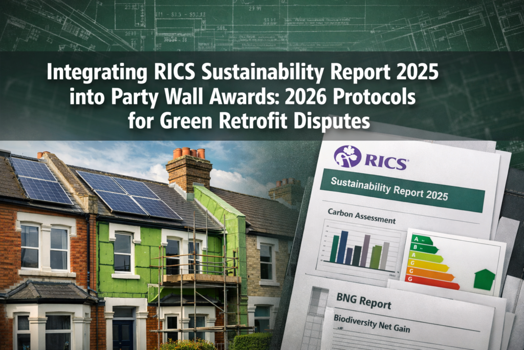 Integrating RICS Sustainability Report 2025 into Party Wall Awards: 2026 Protocols for Green Retrofit Disputes