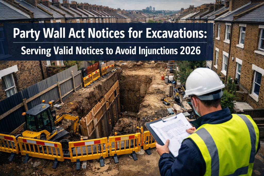 Party Wall Act Notices for Excavations Near Boundaries: Serving Valid Notices to Avoid Injunctions in 2026