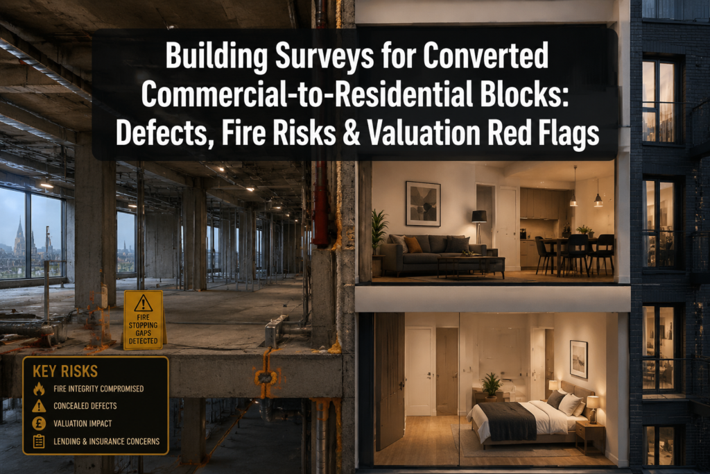 Building Surveys for Converted Commercial‑to‑Residential Blocks: Defects, Fire Risks and Valuation Red Flags
